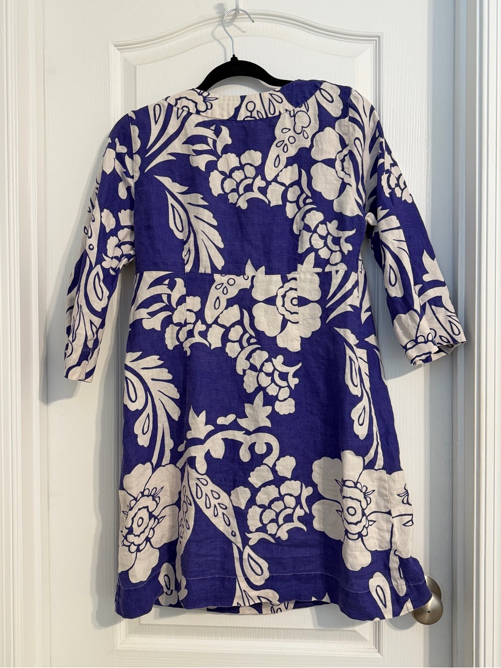Boden Purple Floral Linen Tunic Mini Dress Cottagecore European Summer Style Siz - Picture 2 of 7